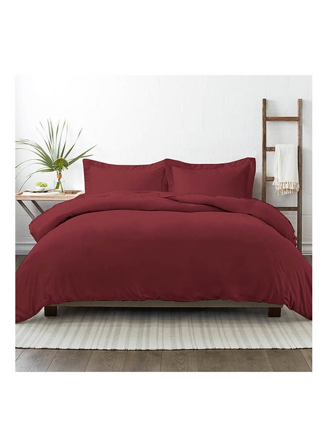 3-Piece 100 Long Staple Soft Sateen 400 Thread Count Weave King Size Duvet Cover Set Cotton Rio Red 260x220cm