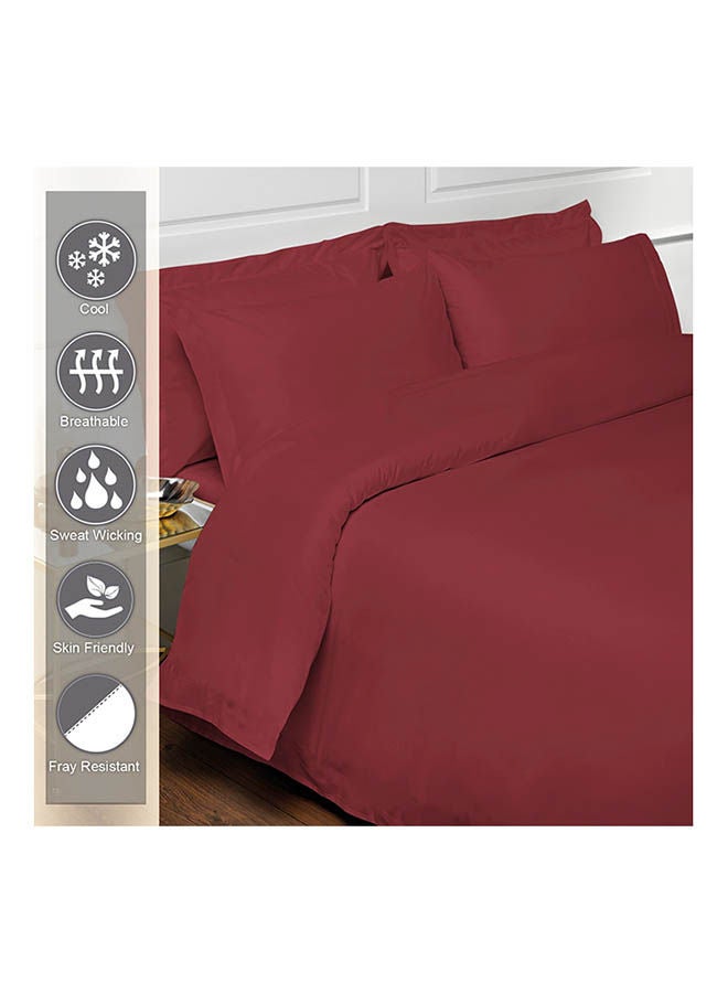 3-Piece 100 Long Staple Soft Sateen 400 Thread Count Weave King Size Duvet Cover Set Cotton Rio Red 260x220cm