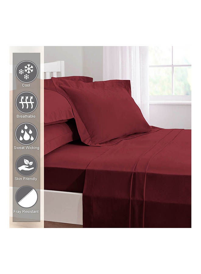 4-Piece 100 Long Staple 400 Thread Count Soft Sateen Queen Size Bed Sheets Set Includes 1xFitted Sheet 160x200+40 cm, 1xFlat Sheet 275x280 cm, 2xPillowcases 50x755 cm Cotton Rio Red