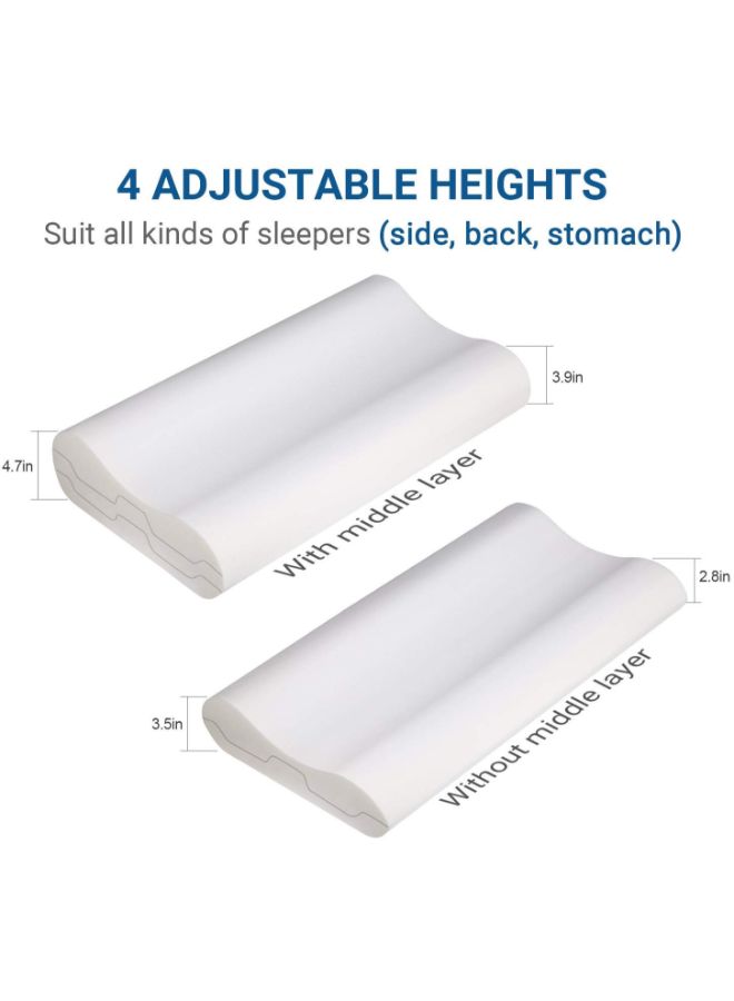 Memory Foam Sandwich Pillow White 27.6 x 15.7 x 4.7inch