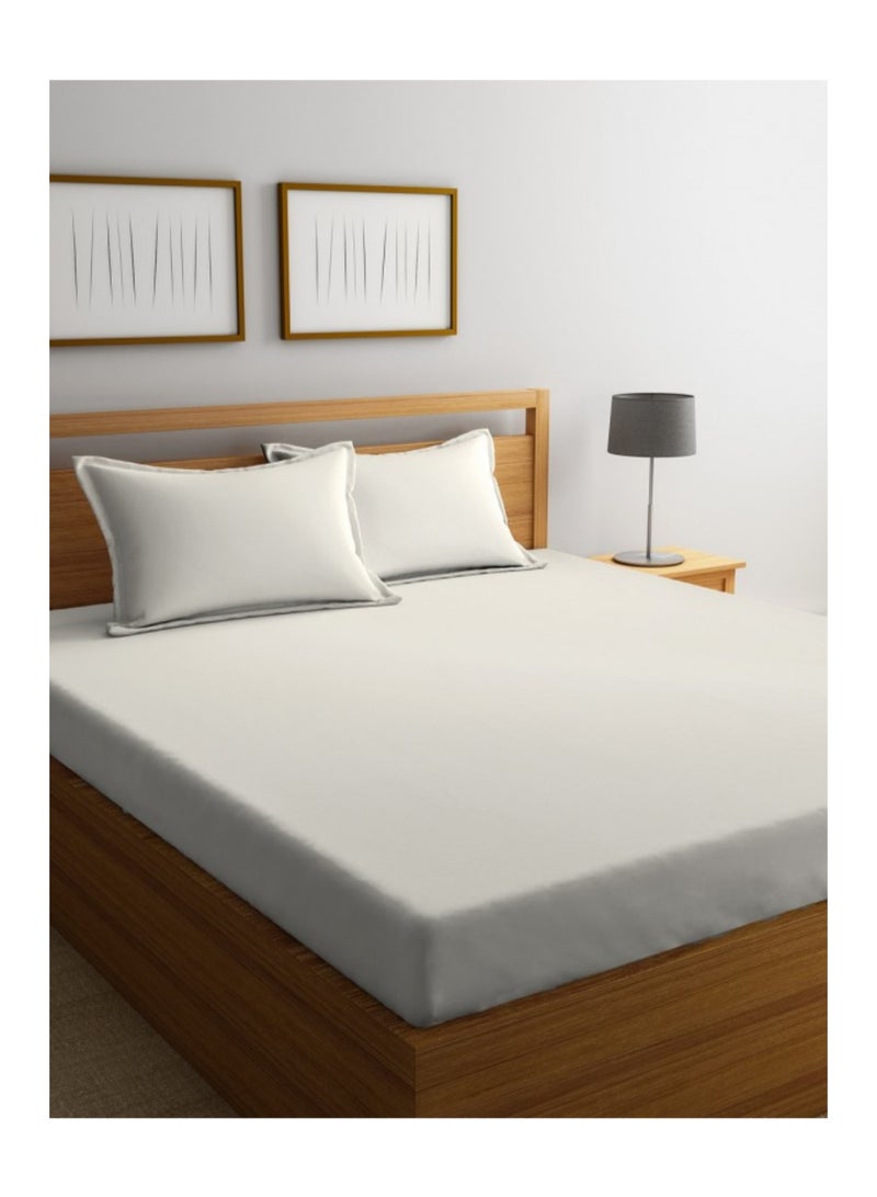 Percale Flat Sheet with Pillow Case Cotton Ivory