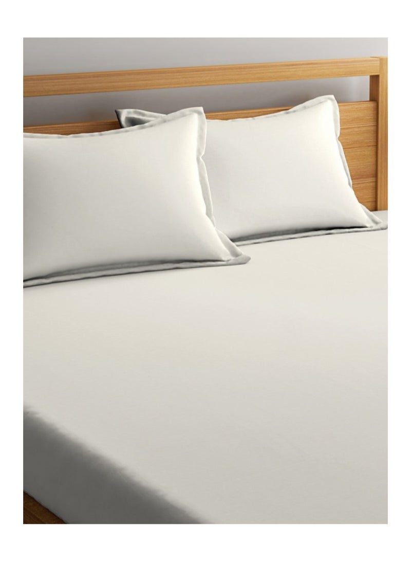 Percale Flat Sheet with Pillow Case Cotton Ivory