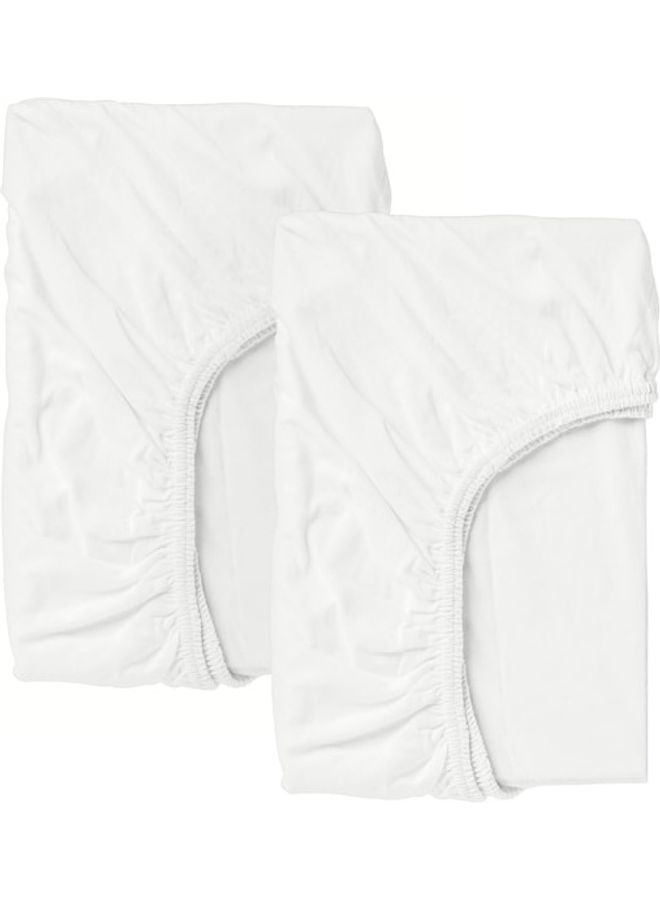 Solid Pattern Fitted Sheet Cotton White 60x120cm