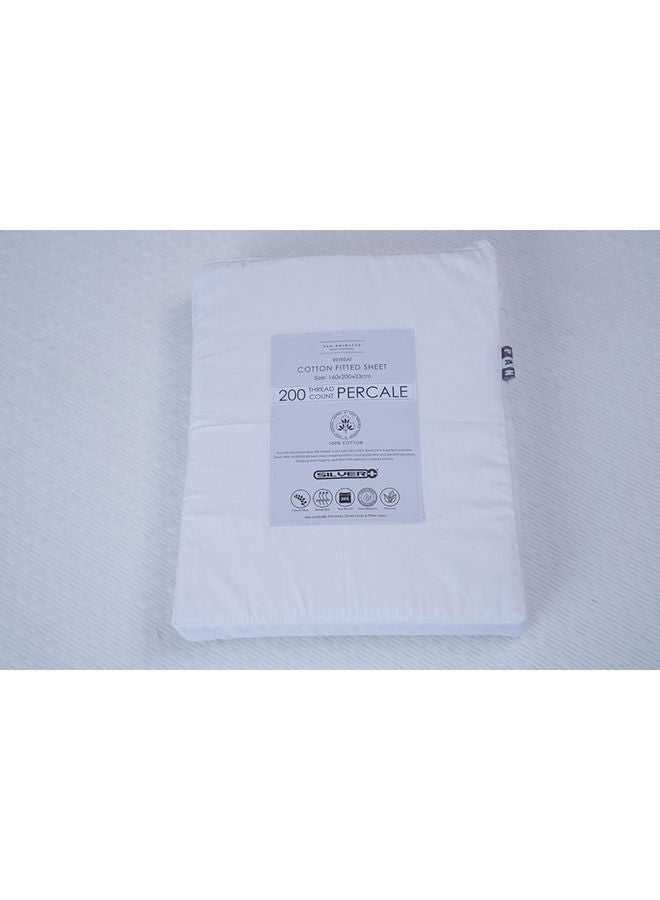 Retreat Fitted Sheet 200X200+33cm-White