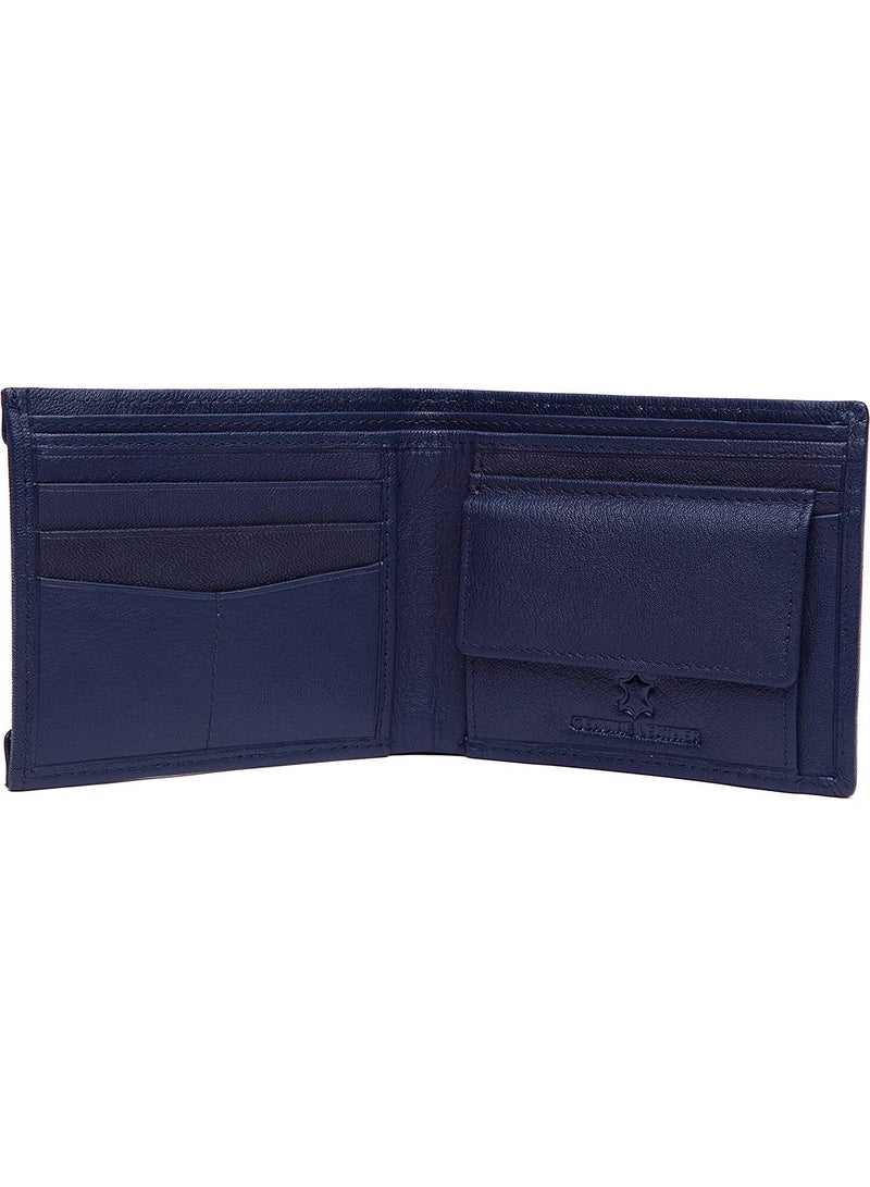 Men Blue Genuine Leather Wallet Gift Set Combo