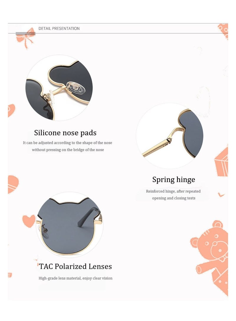 Cute Bear Children's Fashion Sunglasses, Ocean Sun Metal Glasses