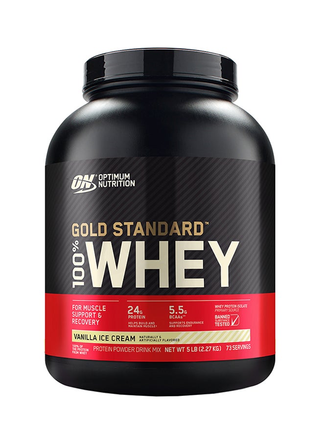 Gold Standard 100% Whey Protein Powder Primary Source Isolate, 24 Grams Of Protein For Muscle Support And Recovery - Vanilla Ice Cream, 5 Lbs, 73 Servings (2.26 KG)