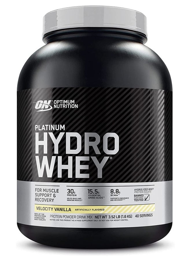 Platinum Hydrowhey Protein Powder 30 Grams Of Protein For Muscle Support And Recovery 100% Hydrolyzed Whey Protein Isolate Powder Velocity Vanilla 40 Servings