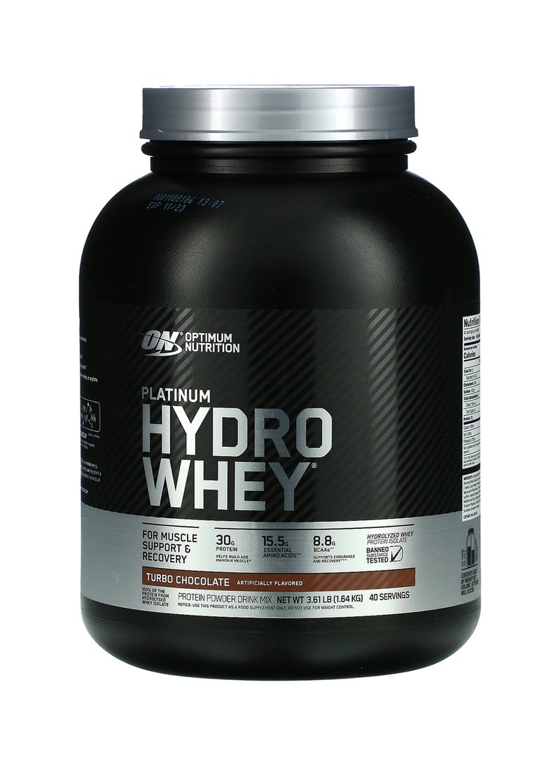 Platinum Hydro Whey Protein Powder, Hydrolyzed Whey Protein Isolate Powder - Turbo Chocolate, 3.61 Lbs
