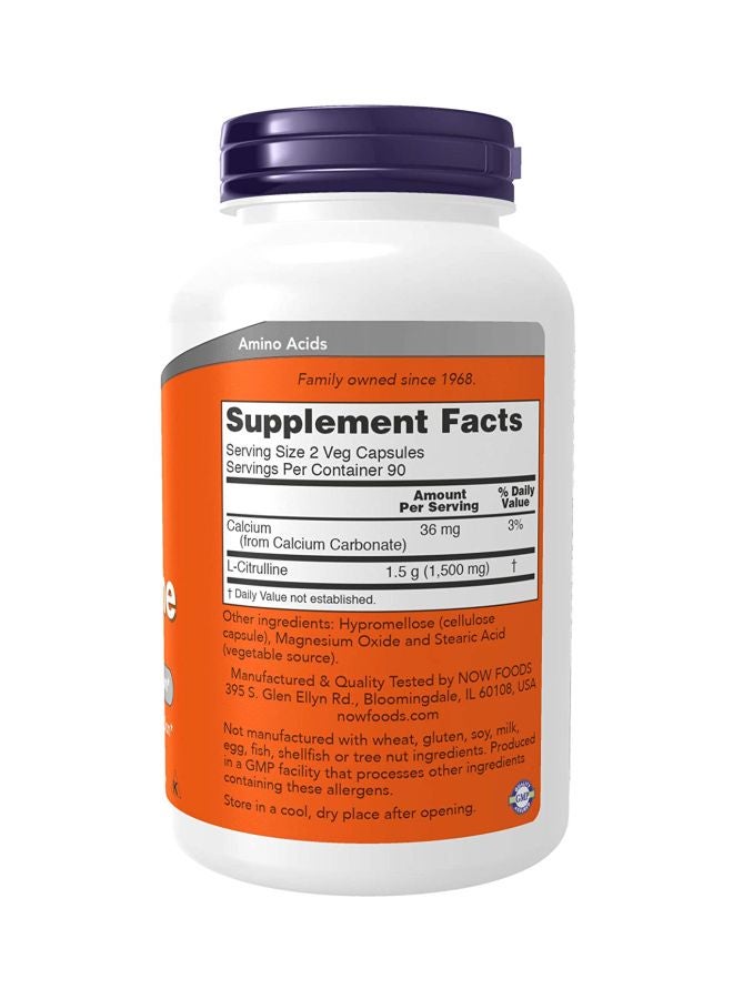 Now Foods L-Citrulline Dietary Supplement 90 Veg Capsules
