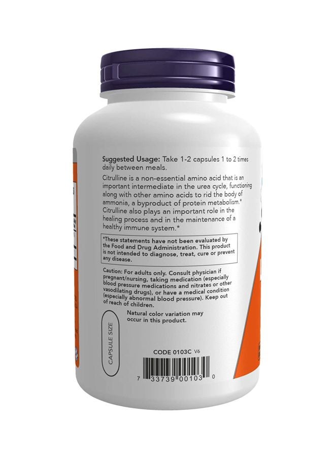 Now Foods L-Citrulline Dietary Supplement 90 Veg Capsules