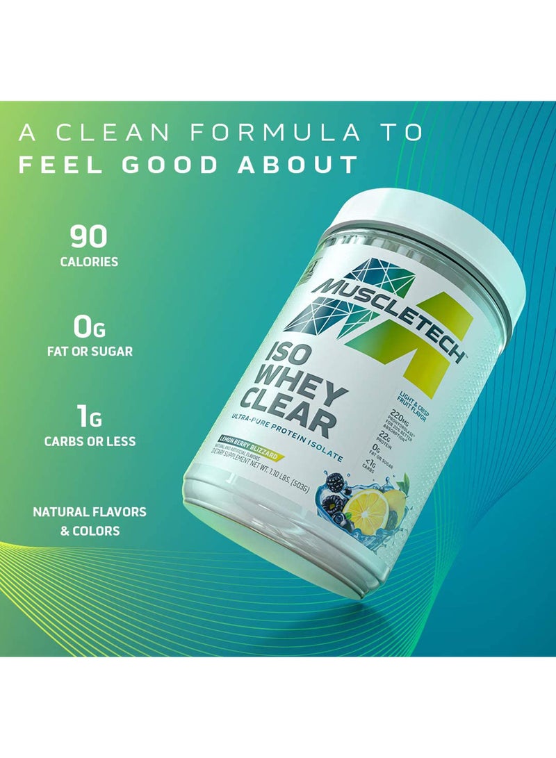 ISO Whey Clear | Ultra-Pure Protein Isolate | 22g of Protein, 90 Calories | Lemon Berry Blizzard | 1.10Lb | 19 Servings