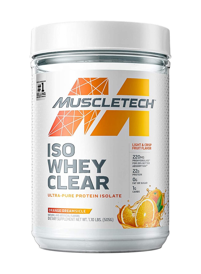 ISO Whey Clear | Ultra-Pure Protein Isolate | 22g of Protein, 90 Calories | Orange Dreamsicle | 1.10Lb | 19 Servings