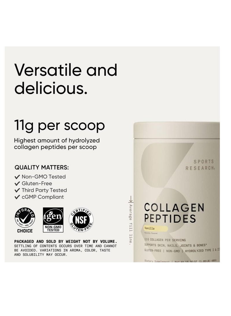 Hydrolyzed Type I & III Collagen Peptides, Vanilla , 16.93oz, 1.06lb