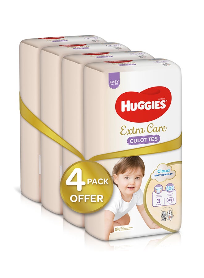 Extra Care Baby Pants Diapers, Size 3, 6 - 11 Kg, 176 Count (44 x 4) - Cloud Soft Comfort