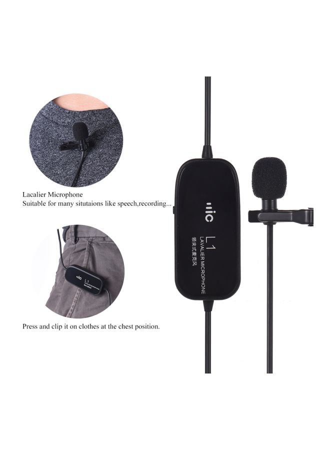 Omni-Directional Condenser Clip-On Microphone LU-D6187 Black