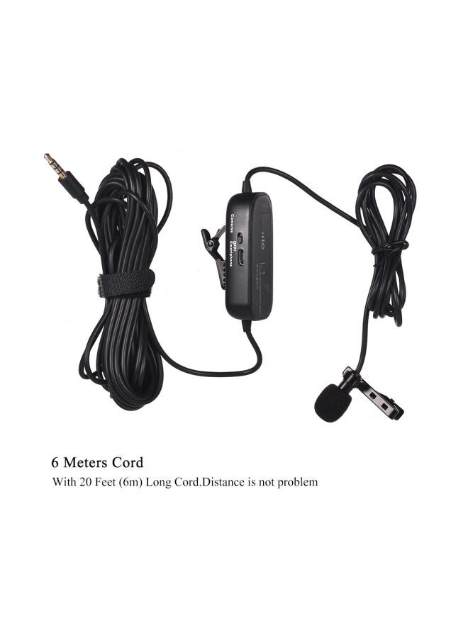 Omni-Directional Condenser Clip-On Microphone LU-D6187 Black