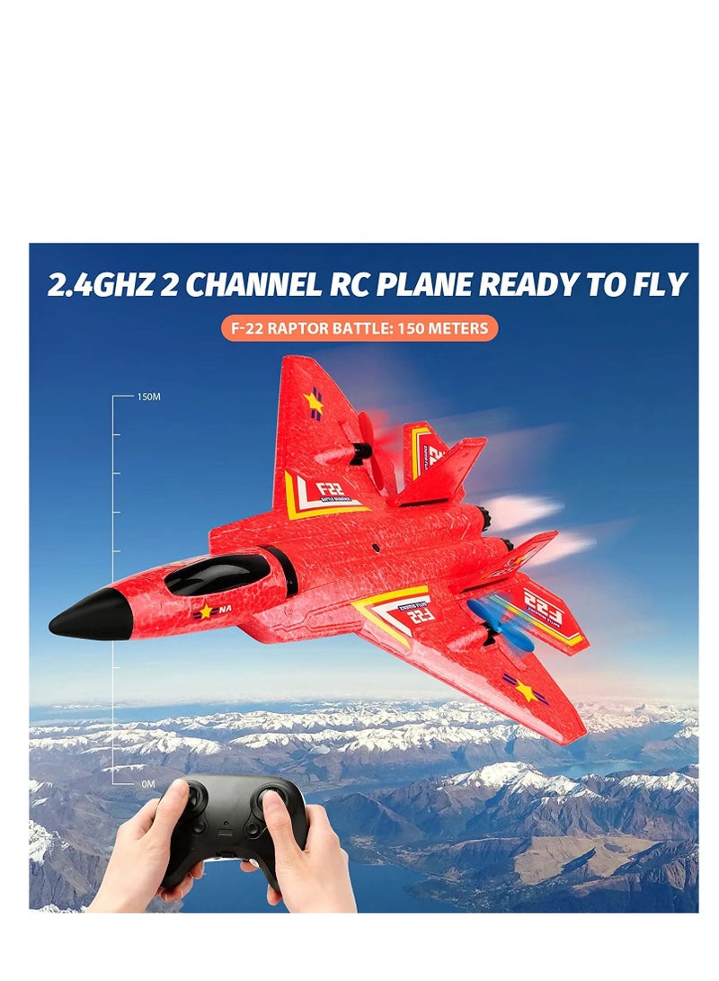 F22 2.4G Remote Control RC Plane 2CH 3-Axis Gyro Airplane Glider LED Fighter Toy