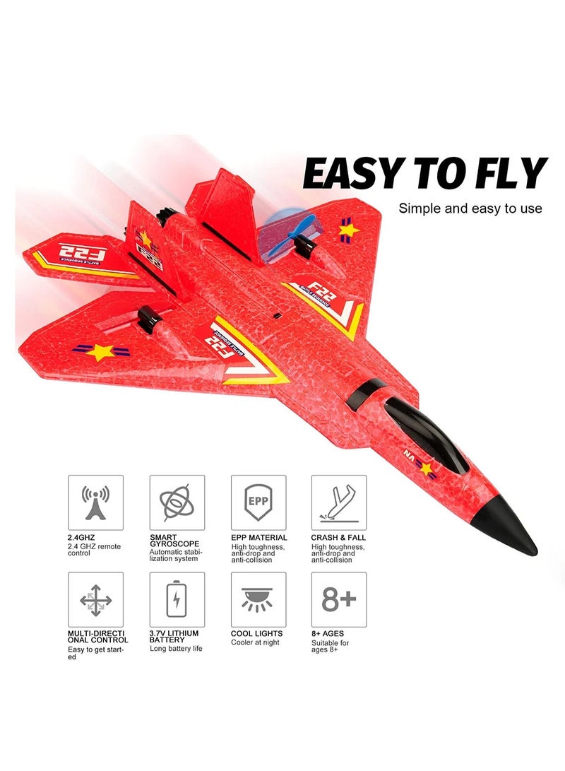 F22 2.4G Remote Control RC Plane 2CH 3-Axis Gyro Airplane Glider LED Fighter Toy