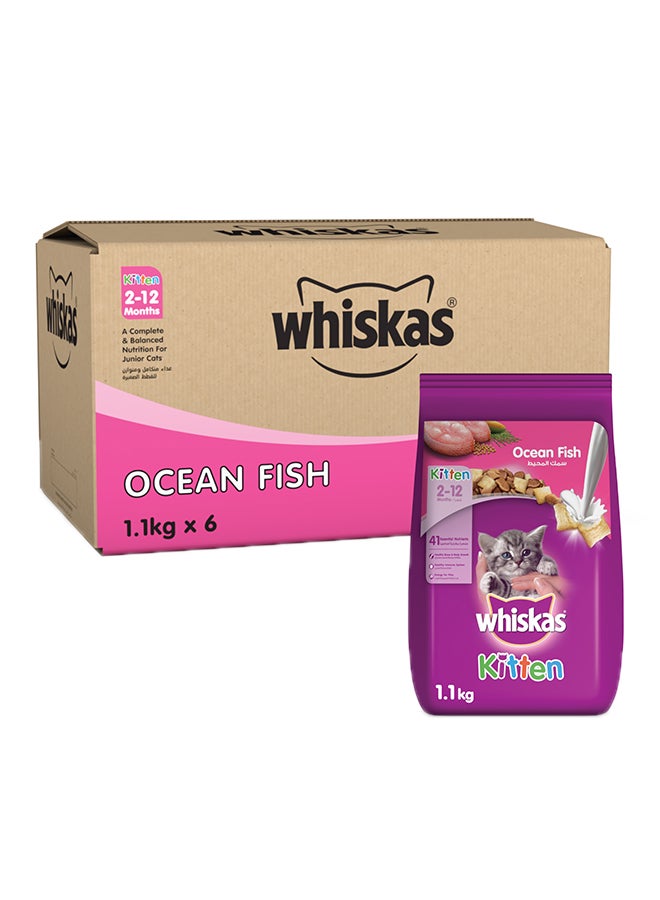 Kitten Ocean Fish Flavor With Milk, Dry Food Bag Pack Of 6 1.1kg