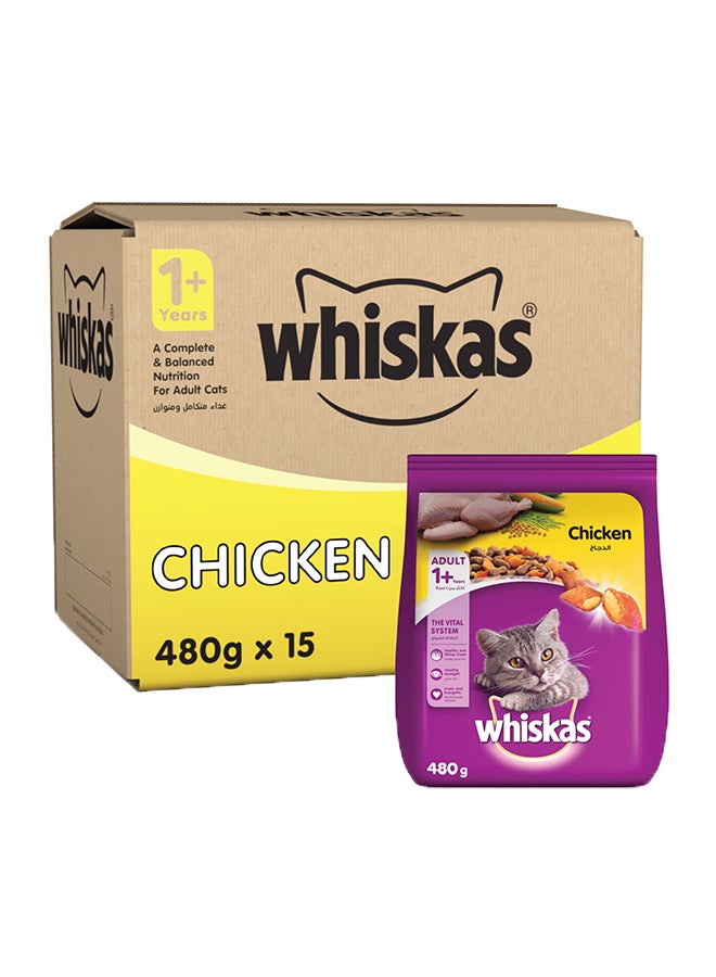 Chicken Dry Cat Food Bag Pack Of 15 480grams