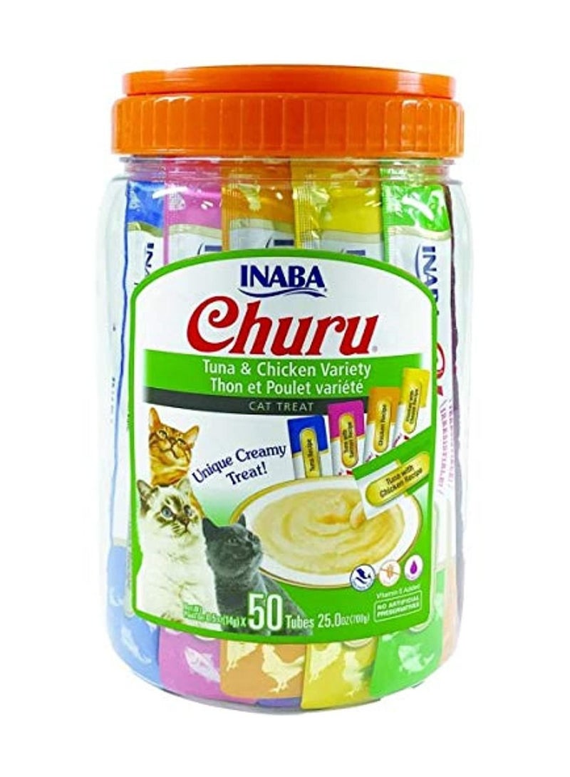 INABA Tuna and Chicken Varieties Flavor Treats for Cat Pack of 50 Pieces