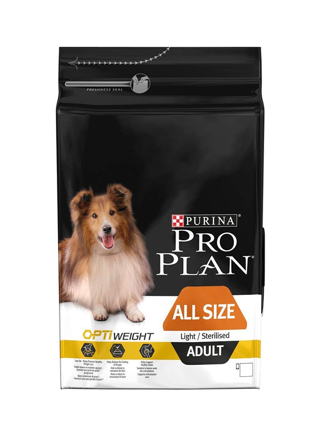 All Size Adult Light Sterilised Dry Dog Food With Chicken Brown 3 kg