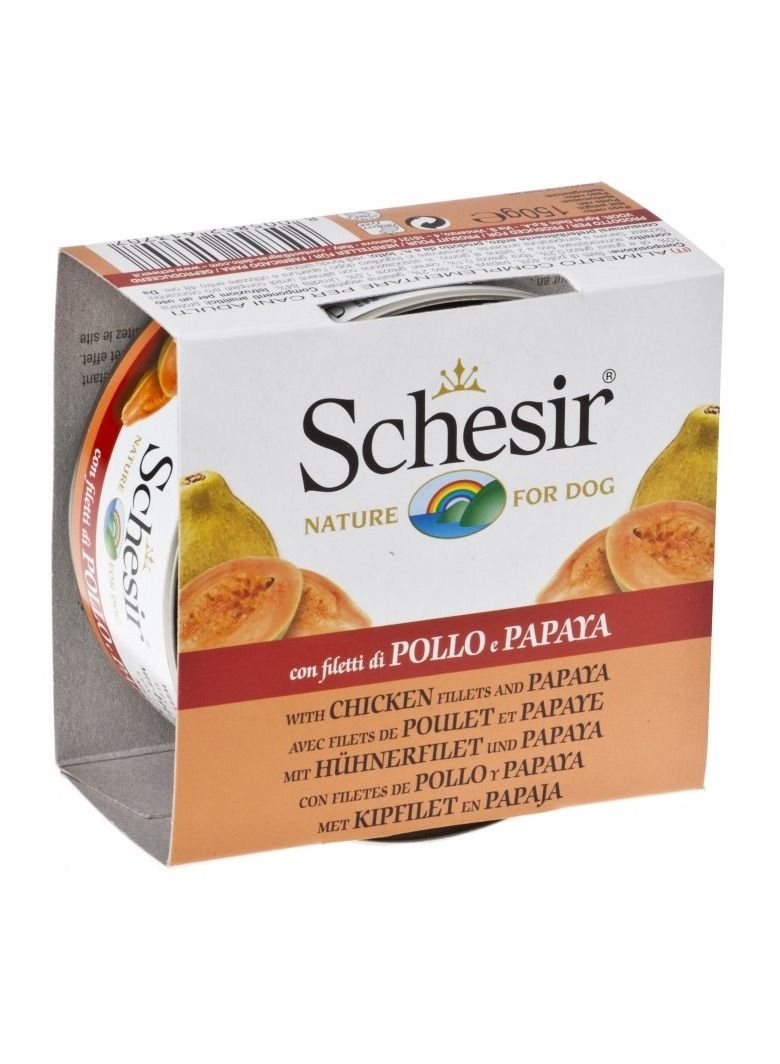 Schesir Dog Wet Food-Chicken Fillets With Papaya 150G