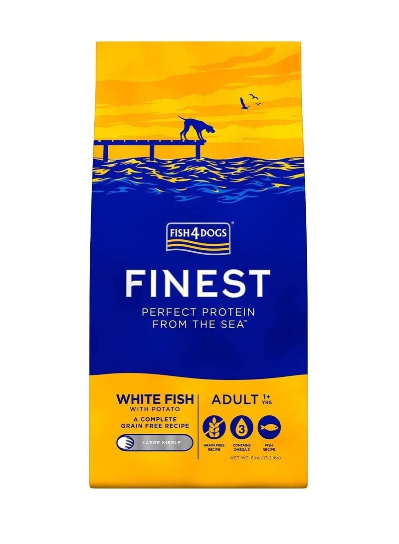 Fish4Dogs White Fish With Potato Large Kibble Adult Dog Dry Food 6Kg