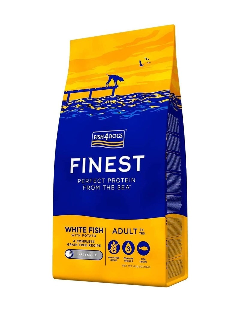 Fish4Dogs White Fish With Potato Large Kibble Adult Dog Dry Food 6Kg