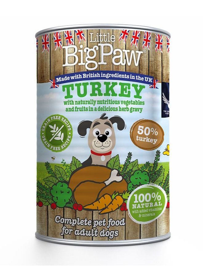 Little Big Paw Turkey With Vegetable And Fruits Puppies Dog Wet Food Tin 390g