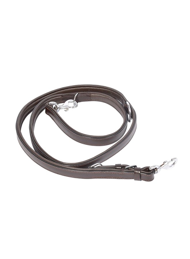 Metal Leather Duo Leash Dark Brown 100-200cm