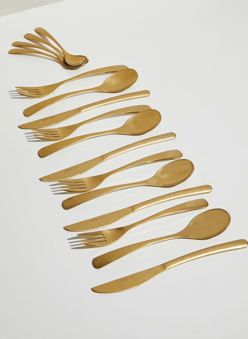 Avie 16 Piece Antique Gold Finish Cutlery Set
