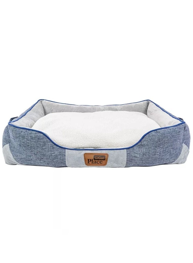 Comfortable Luxury Faux Linen Fabric Washable Removable Cushion Dog Bed Square Multicolor