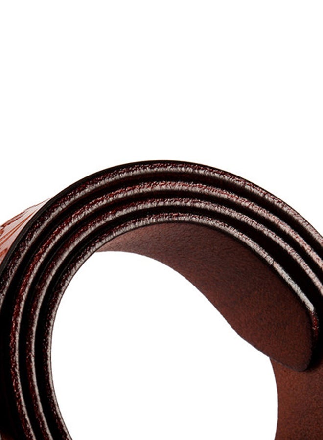 Vintage Carved Flower Strap Belt Dark Brown