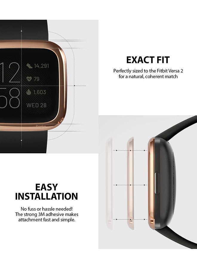 Bezel Styling Stainless Steel Metal Frame Protector Cover For Fitbit Versa 2 Rose Gold