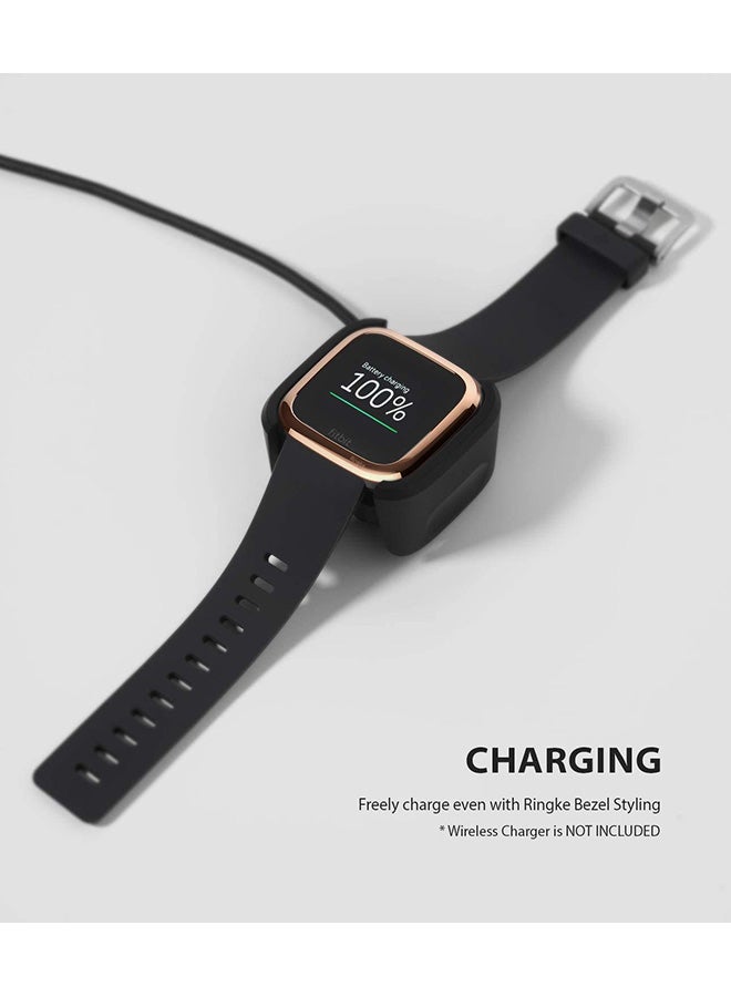 Bezel Styling Stainless Steel Metal Frame Protector Cover For Fitbit Versa 2 Rose Gold