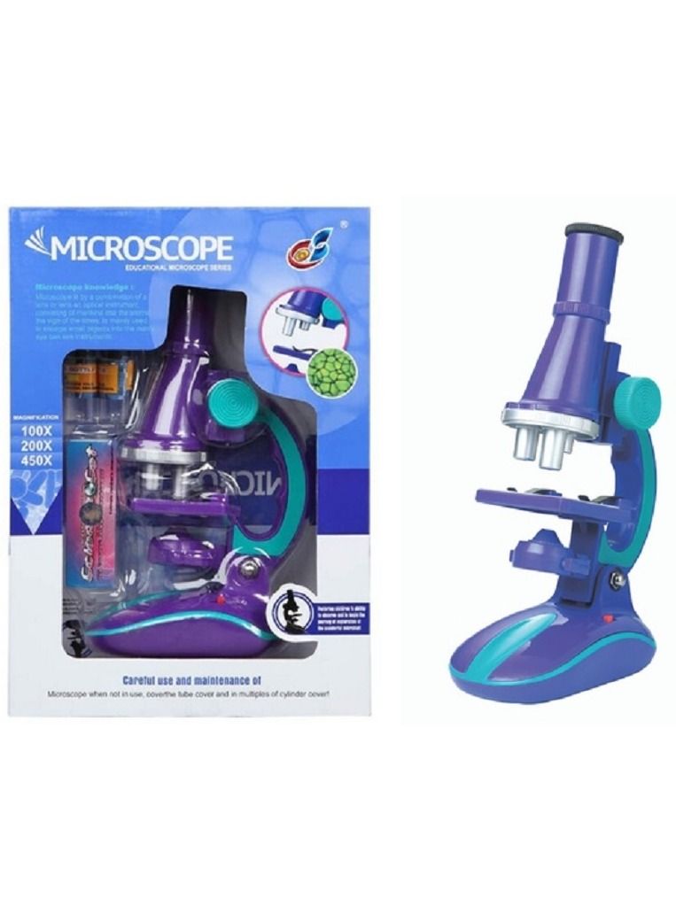 Microscope Toy with LED Light 100X 200X 450X Magnification for Kids