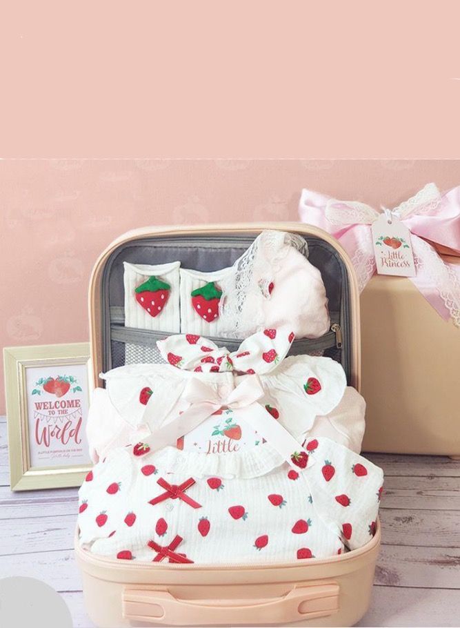 Baby Gift Set Pink Strawberry Theme