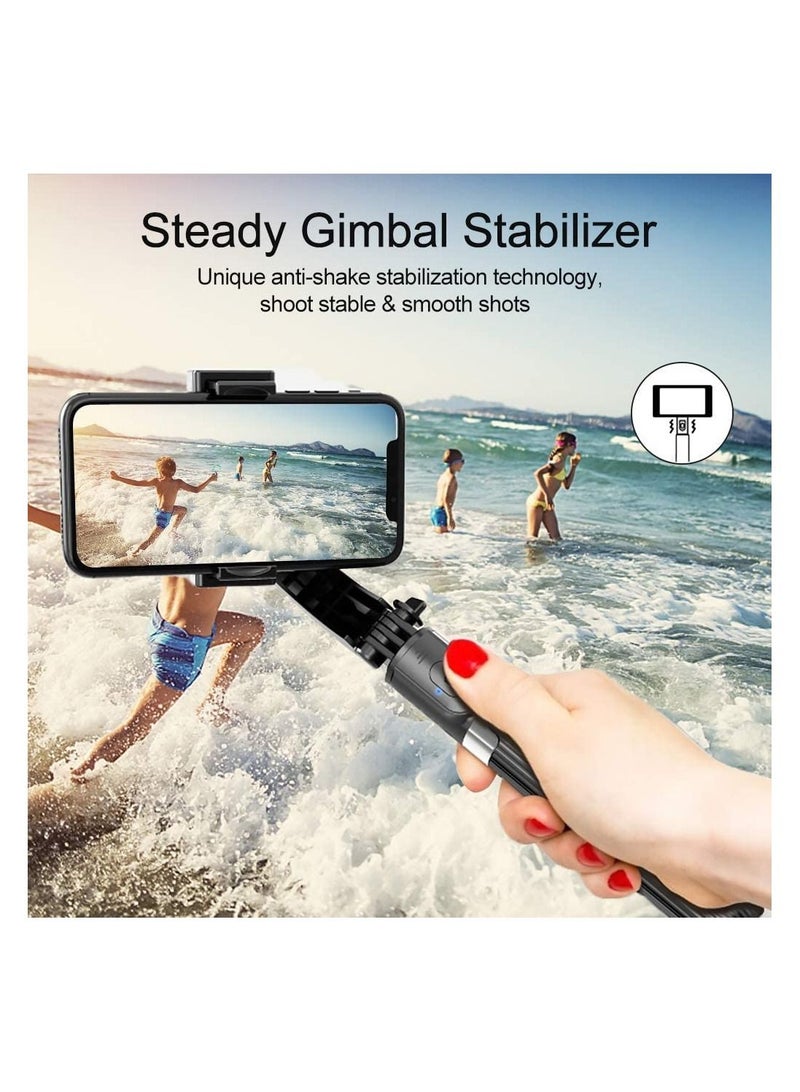 Selfie Stick Gimbal Stabilizer, UPXON 360° Rotation Tripod with Wireless Remote, Portable Phone Holder, Auto Balance 1-Axis Gimbal for Smartphones Tiktok Vlog