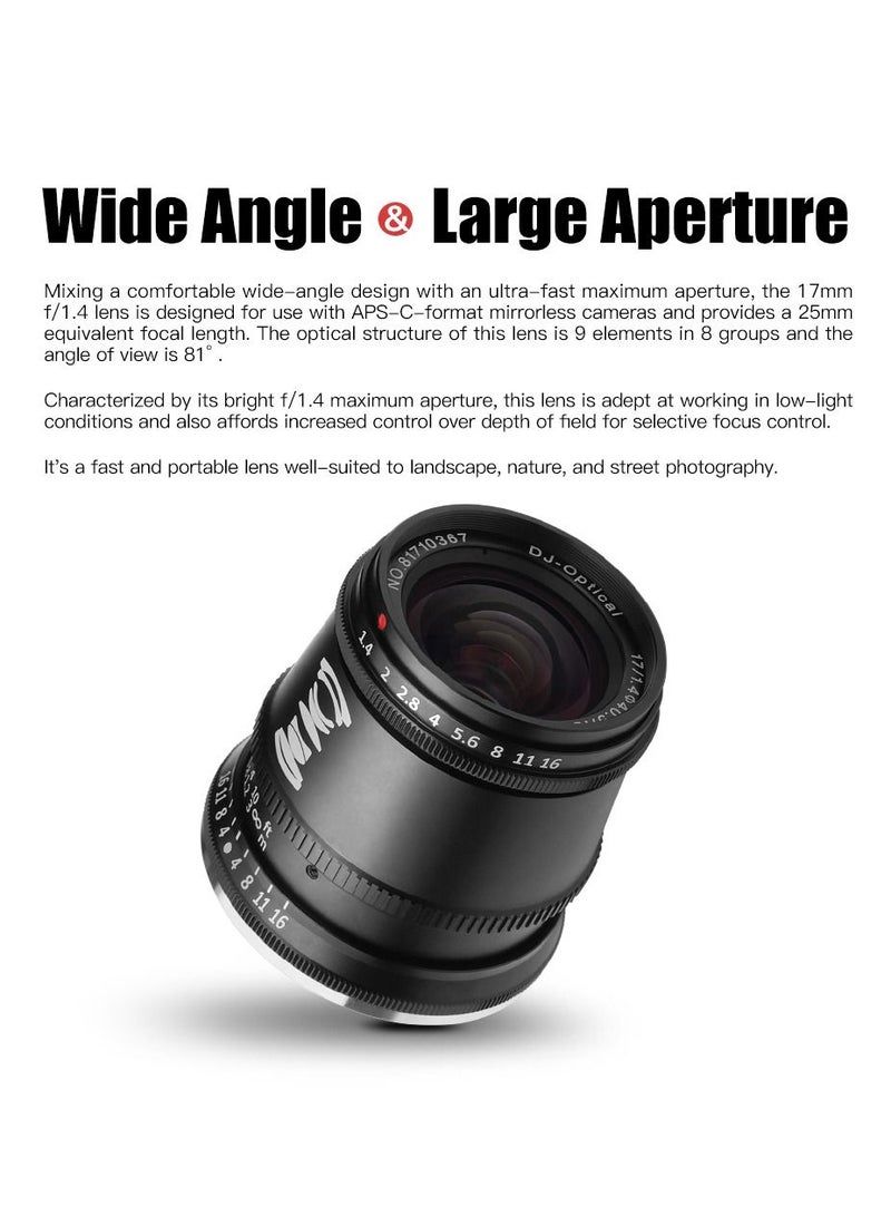 TTArtisan 17mm f/1.4 Lens for Micro Four Thirds (Black)