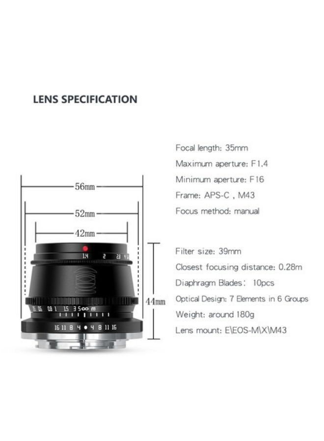 TTArtisan 35mm f/1.4 Lens for Micro Four Thirds (Black)