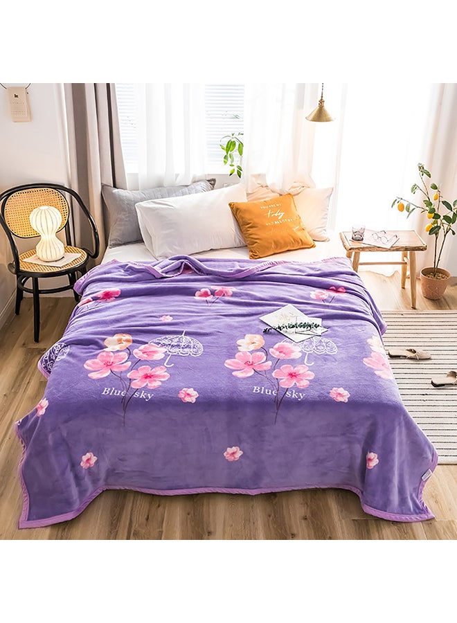Floral Printed Soft Blanket cotton Purple 120x200cm
