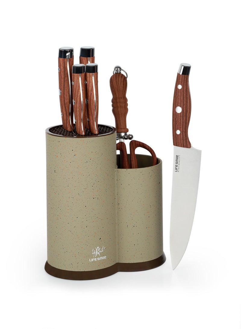 Kitchen Knife Set With Stand - 8 PCS Knife Block Set with attractive stand High Carbon Stainless Steel - Ultra Sharp