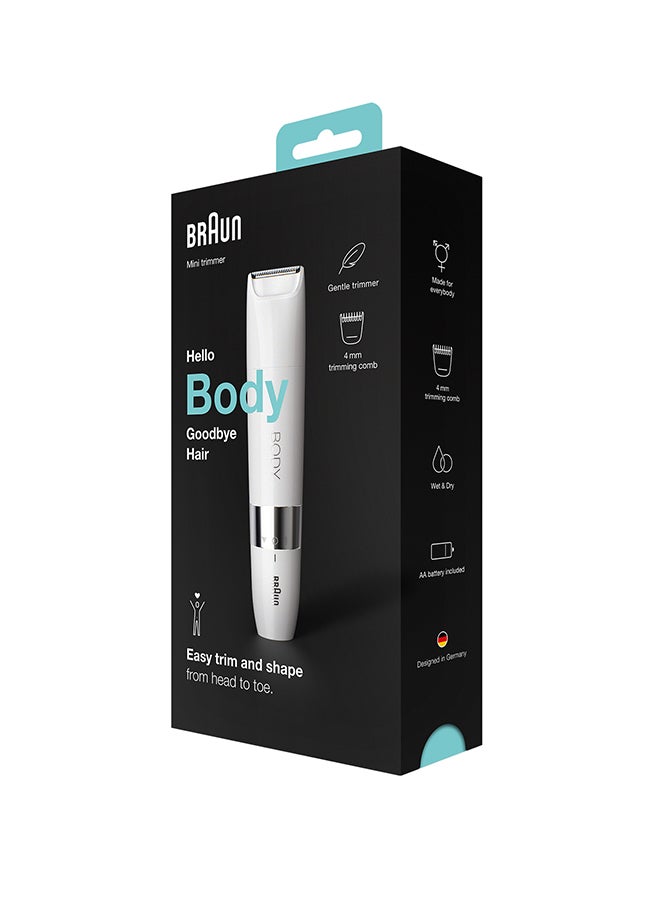 Braun BS 1000, Body Mini Trimmer  Wet & Dry with trimming comb, White. White