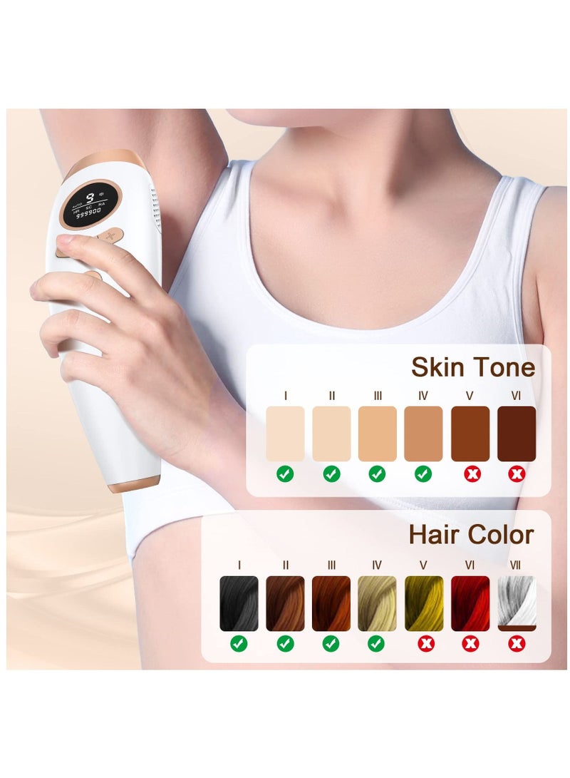 IPL Hair Removal for Women and Men, Laser Permanent 3-In-1 Face Leg Arm Back Whole Body Hair Remover, 999,900 Flashes FDA Cleared Home Use Device