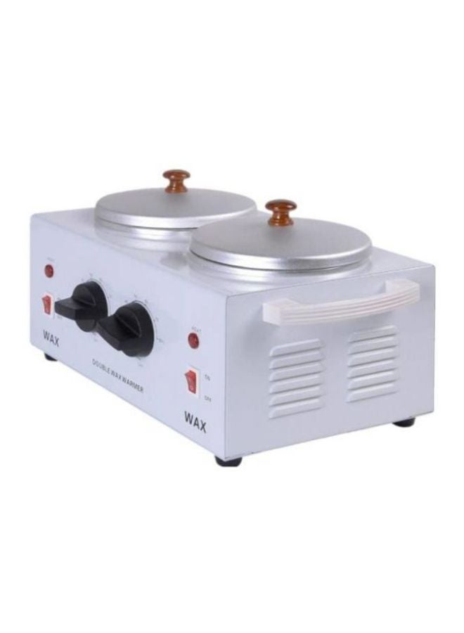 Double Pot Wax Heater White/Silver/Brown