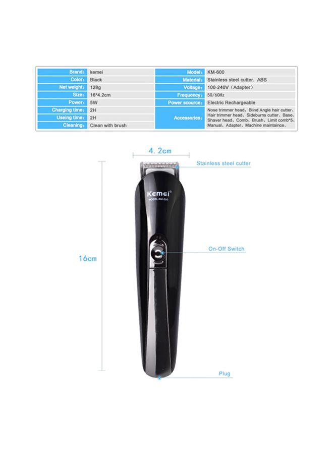 11-In-1 Multifunction Hair Clipper Black 16x4.2cm