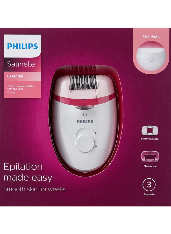 Satinelle Essential Corded Compact Epilator BRE255/00, 2 Years Warranty White/Pink