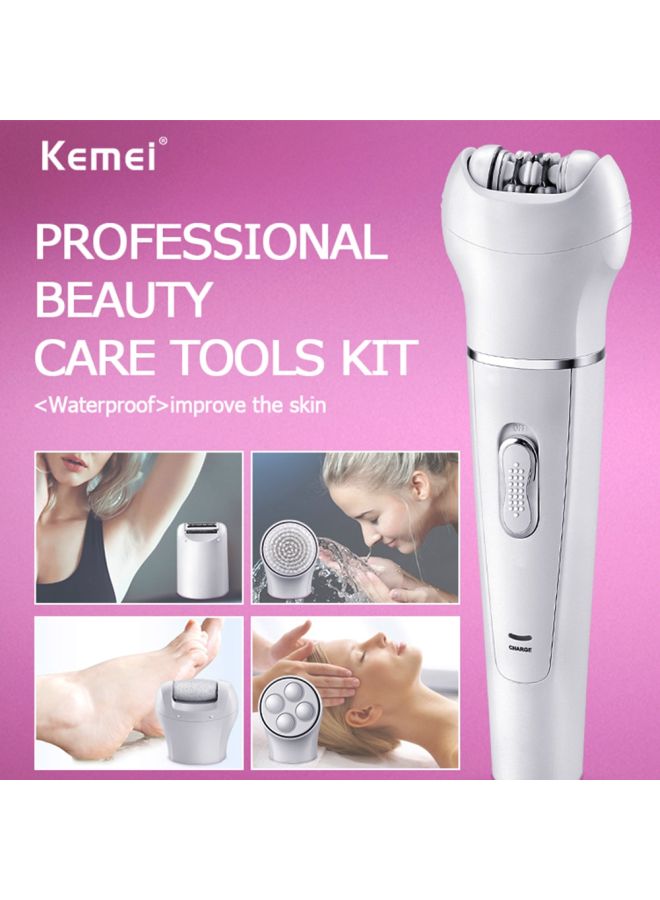 Electric Epilator And Heads Kit White/Silver